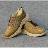 کفش اسپرت مردانه چرم صنعتی سبز زیتونی و کرم مدل OSHAGHI کد 123