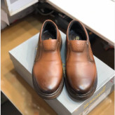کفش چرم طبیعی مردانه مدل لوفر عسلی روزمره طبی زیره پیو نشکن