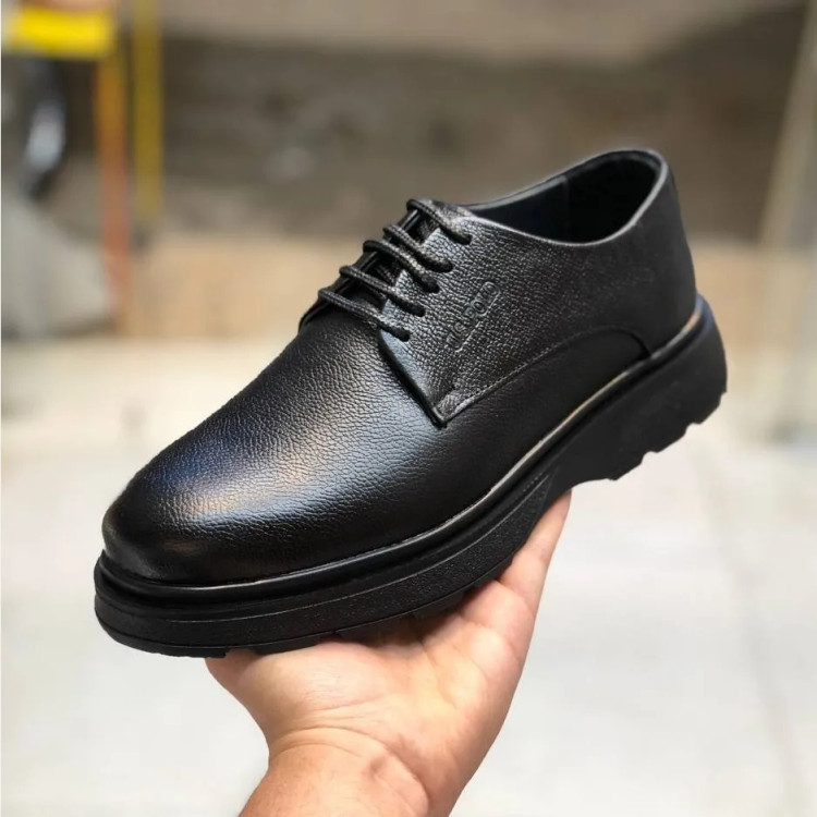 کفش چرم طبیعی مردانه لژدار 4 سانت طبی راحت و شیک