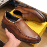 کفش چرم طبیعی مردانه مدل بی بند کلاسیک طبی و راحت قهوه ای