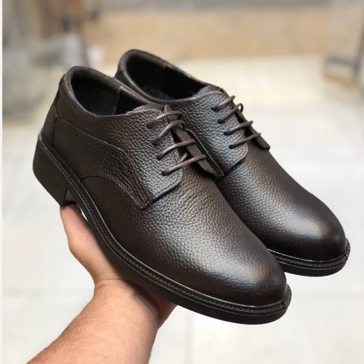 کفش چرم مردانه طبی و راحت زیره پیو بادوام مدل بندی کلاسیک قهوه ای