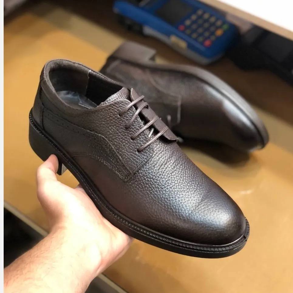 کفش چرم مردانه طبی و راحت زیره پیو بادوام مدل بندی کلاسیک قهوه ای