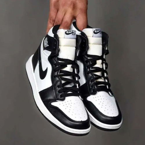 کفش نایک جردن ساقدار مشکی سفید چرم صنعتی دور دوخت مردانه زنانه