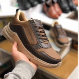 کفش اسپرت مردانه چرم صنعتی قهوه ای روشن و تیره مدل OSHAGHI کد 101