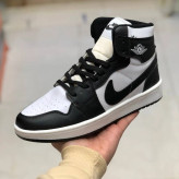 کفش نایک جردن ساقدار مشکی سفید چرم صنعتی دور دوخت مردانه زنانه