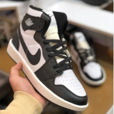 کفش نایک جردن ساقدار مشکی سفید چرم صنعتی دور دوخت مردانه زنانه