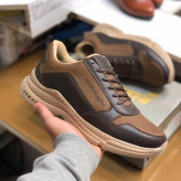 کفش اسپرت مردانه چرم صنعتی قهوه ای روشن و تیره مدل OSHAGHI کد 101