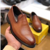 کفش چرم مجلسی مردانه طرح کالج عسلی