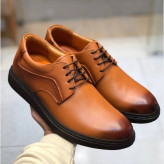 کفش چرم مردانه مدل مارشال عسلی