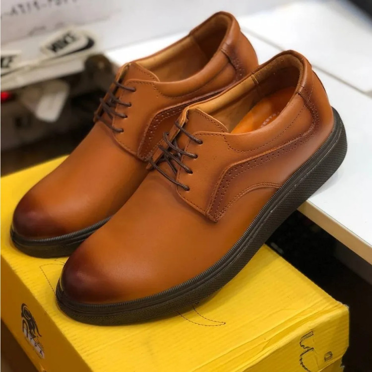 کفش چرم مردانه مدل مارشال عسلی