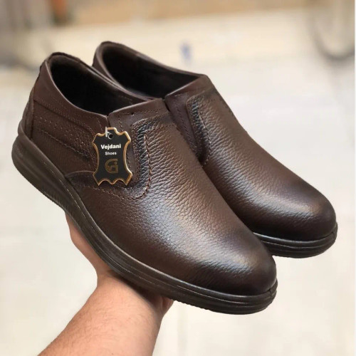 کفش راحتی مردانه چرم طبیعی قهوهای شیک و سبک مدل کلاسیک