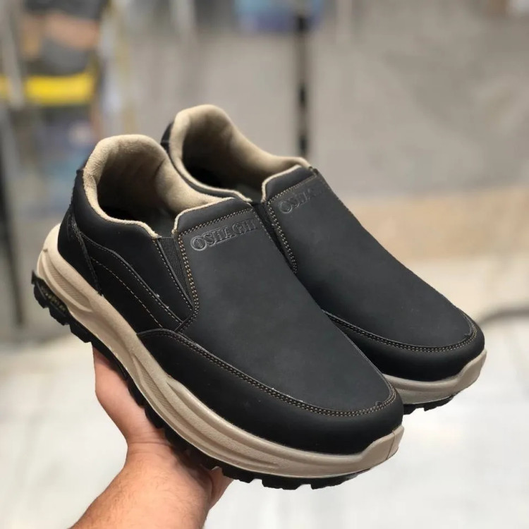 کفش مردانه صبا مدل بیبند چرم طبیعی زیره پیو طبی سبک شیک روزمره