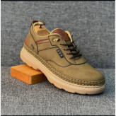 کفش مردانه چرم صنعتی زیتونی شیک و راحت روزمره و نیمه رسمی