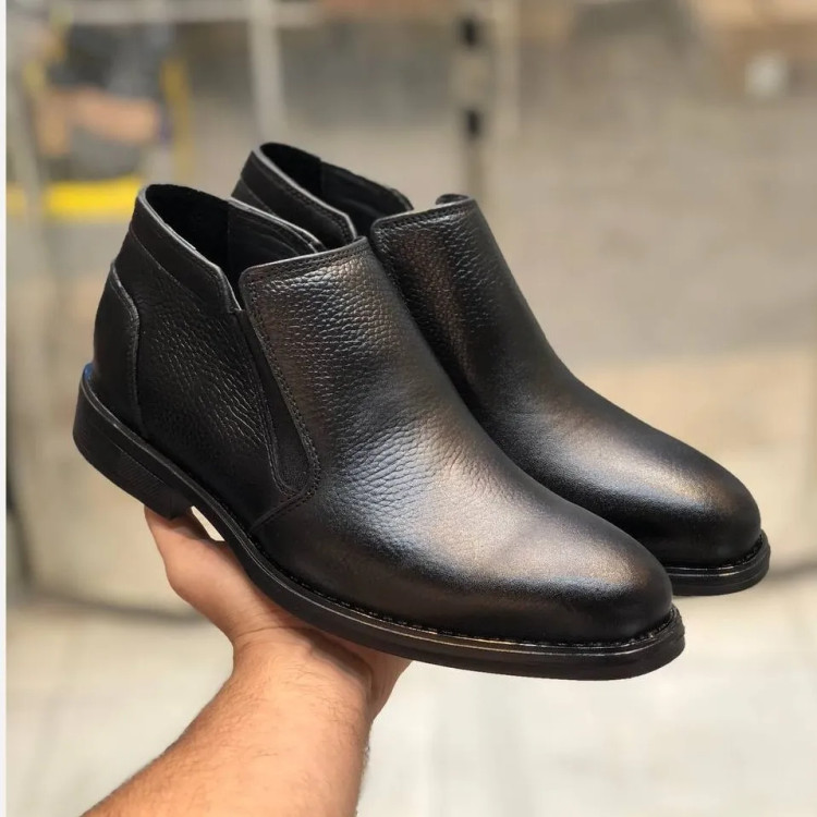 کفش تمام چرم مردانه مشکی شیک و راحت بادوام با زیره پیو طبی