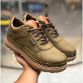 کفش مردانه چرم صنعتی زیتونی شیک و راحت روزمره و نیمه رسمی