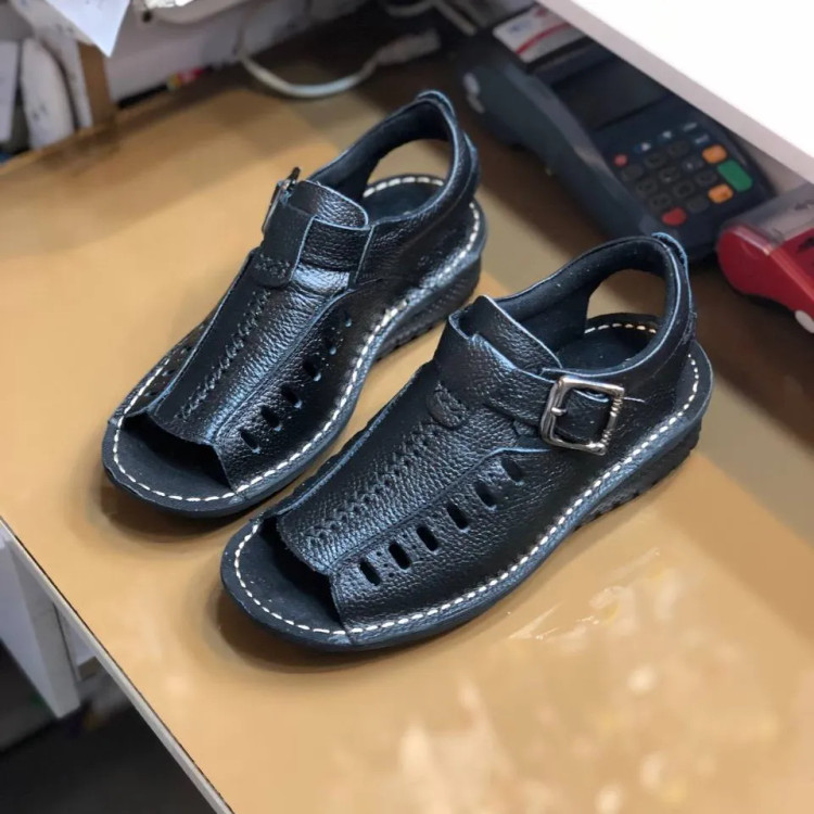 صندل مردانه چرم مدل یاقوت مشکی(498)