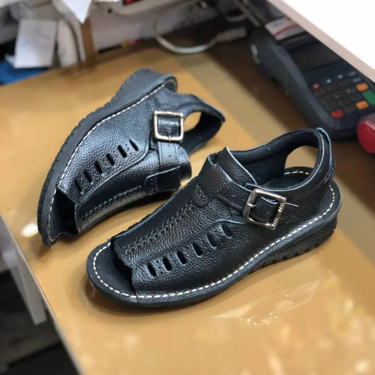 صندل مردانه چرم مدل یاقوت مشکی(498)