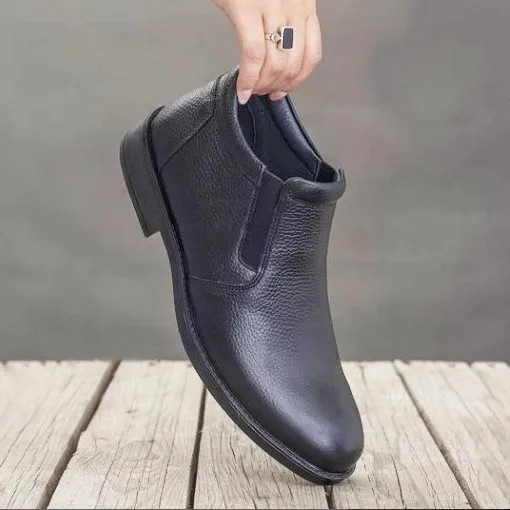 کفش تمام چرم مردانه مشکی شیک و راحت بادوام با زیره پیو طبی