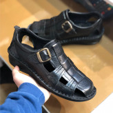 صندل مردانه چرم طبیعی گاوی بنددار تابستانی طبی زیره پیو دوخت عالی