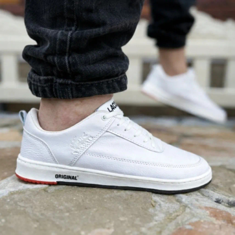 کفش سفید مردانه چرم صنعتی دور دوخت و کف دوخت مدل اسپرت روزمره