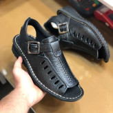 صندل مردانه چرم مدل یاقوت مشکی(498)