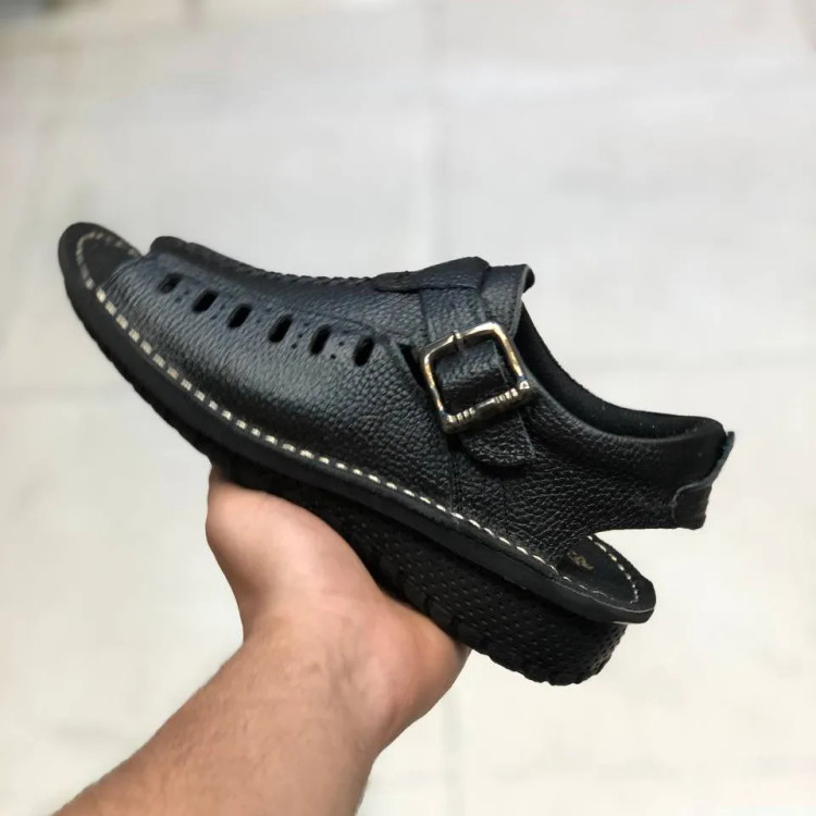 صندل مردانه چرم مدل یاقوت مشکی(498)