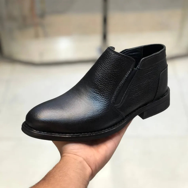 کفش تمام چرم مردانه مشکی شیک و راحت بادوام با زیره پیو طبی