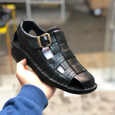 صندل مردانه چرم طبیعی گاوی بنددار تابستانی طبی زیره پیو دوخت عالی