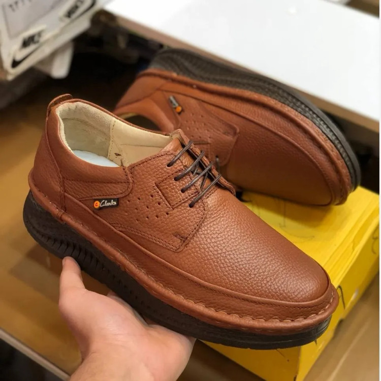 کفش چرم مردانه کلارک زیره پرفکت عسلی