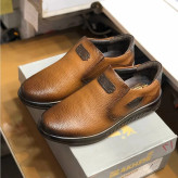 کفش چرم طبیعی مردانه عسلی طبی روزمره زیره پیو نشکن یک سال گارانتی