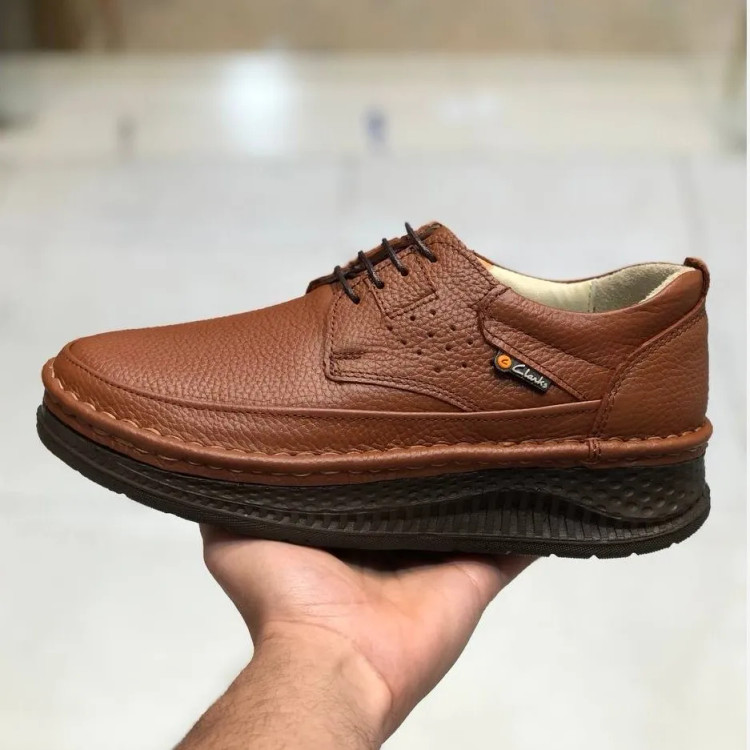 کفش چرم مردانه کلارک زیره پرفکت عسلی
