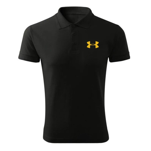 پولوشرت مردانه مشکی آستین کوتاه طرح Under Armour یقه دکمه دار شیک و اندامی