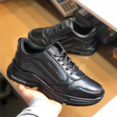 کفش اسپرت مردانه چرم صنعتی زیره پیو طبی سبک راحت طرح اسکچرز مشکی