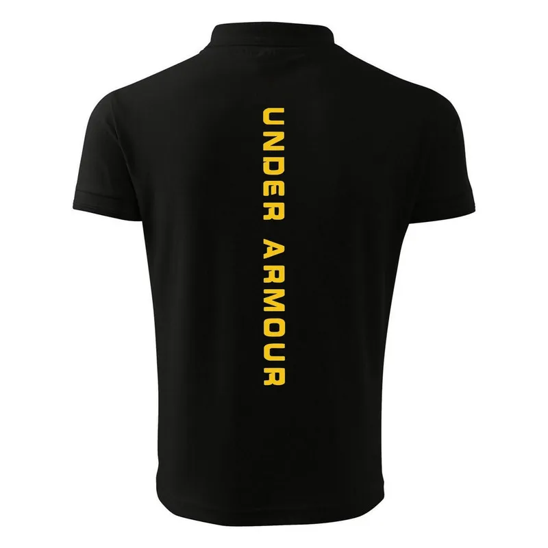 پولوشرت مردانه مشکی آستین کوتاه طرح Under Armour یقه دکمه دار شیک و اندامی