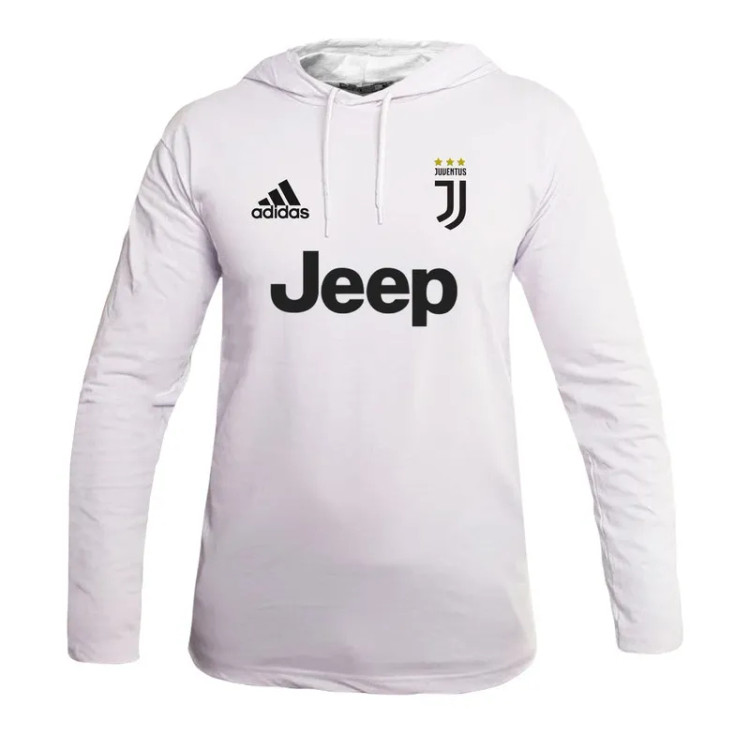 تیشرت آستین بلند کلاه دار مردانه طرح یوونتوس Jeep Adidas