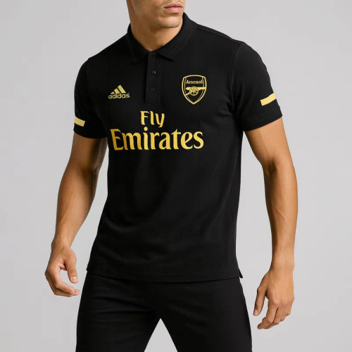 پولوشرت مردانه طرح آرسنال مشکی آستین کوتاه جنس جودون