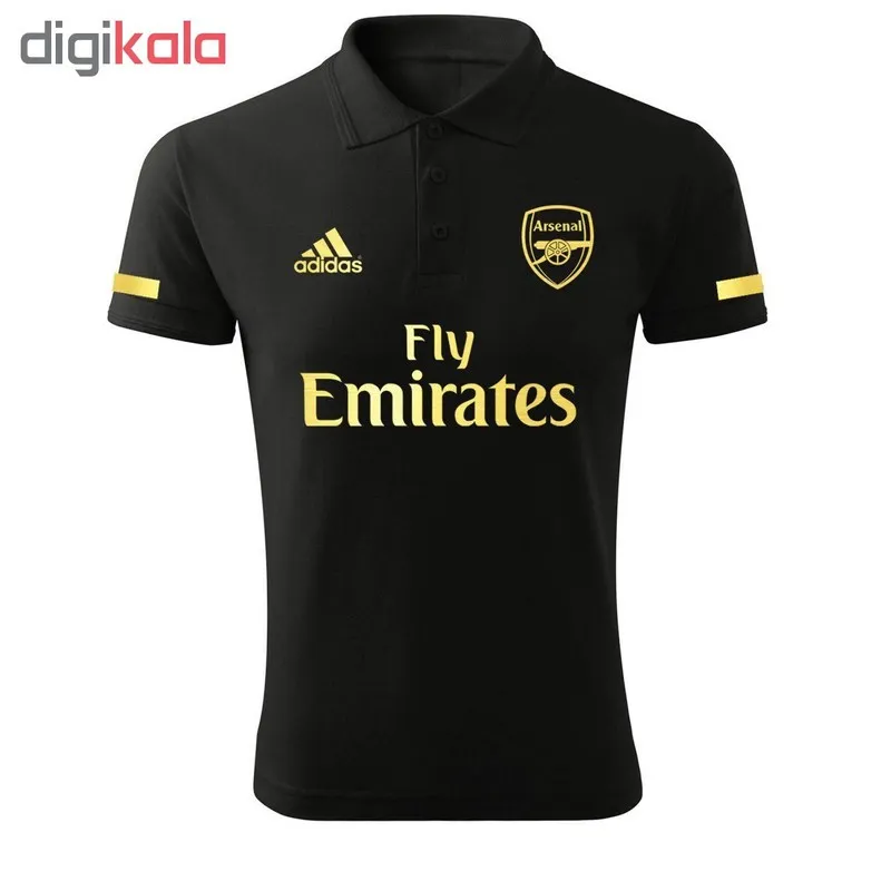 پولوشرت مردانه مشکی آستین کوتاه طرح آرسنال مدل Adidas Fly Emirates