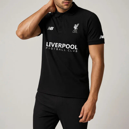 پولوشرت مردانه لیورپول آستین کوتاه طرح ساده مشکی جنس جودون