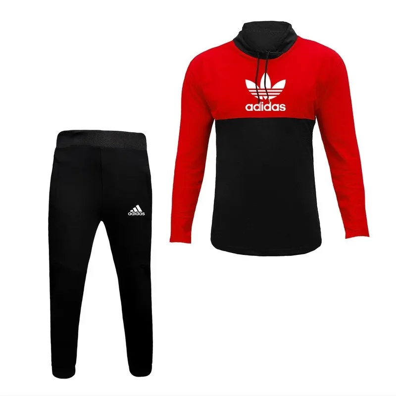 ست تیشرت و شلوار مردانه آستین بلند طرح ادیداس یقه ایستاده جودون ترک