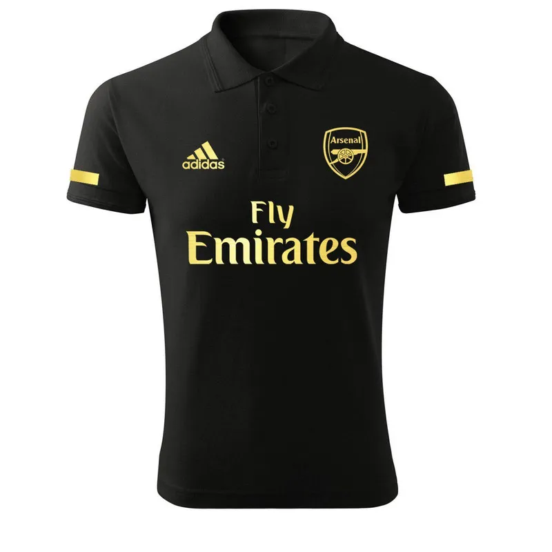 پولوشرت مردانه طرح آرسنال مشکی آستین کوتاه جنس جودون