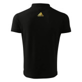 پولوشرت مردانه آستین کوتاه مشکی یقه دکمه دار لوگو سفید و طلایی