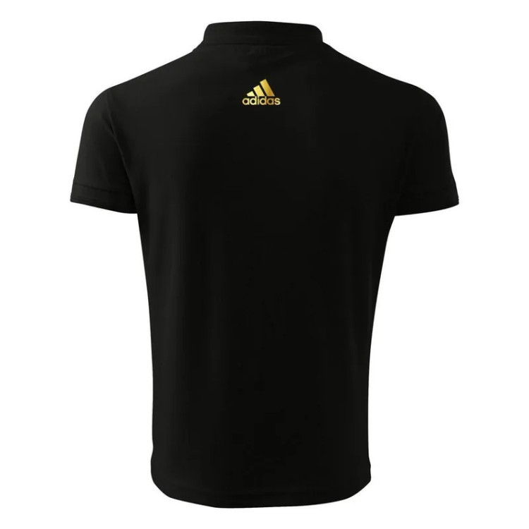 پولوشرت مردانه آستین کوتاه مشکی یقه دکمه دار لوگو سفید و طلایی