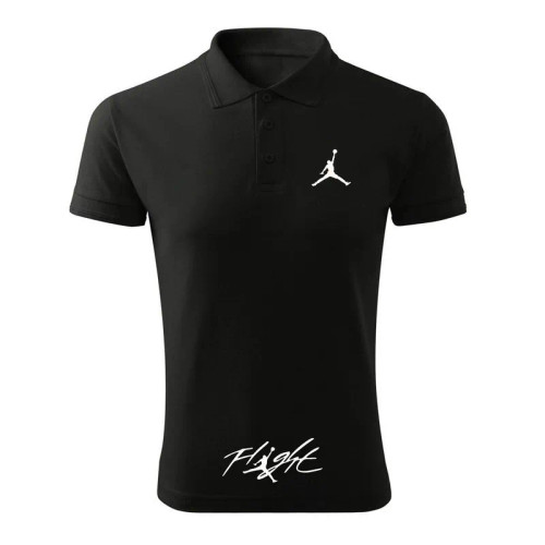 پولوشرت مردانه مشکی آستین کوتاه یقه دکمه دار طرح دار