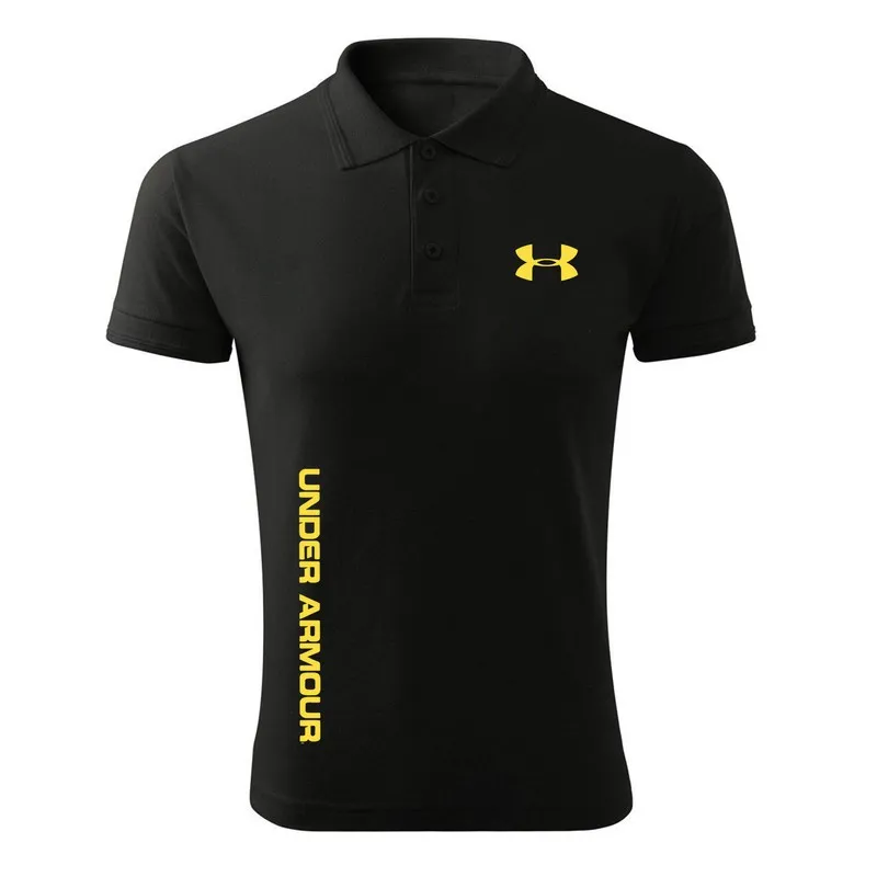 پولوشرت مردانه مشکی آستین کوتاه یقه دکمه دار طرح Under Armour