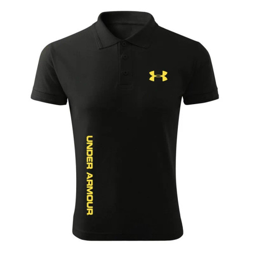 پولوشرت مردانه مشکی آستین کوتاه یقه دکمه دار طرح Under Armour