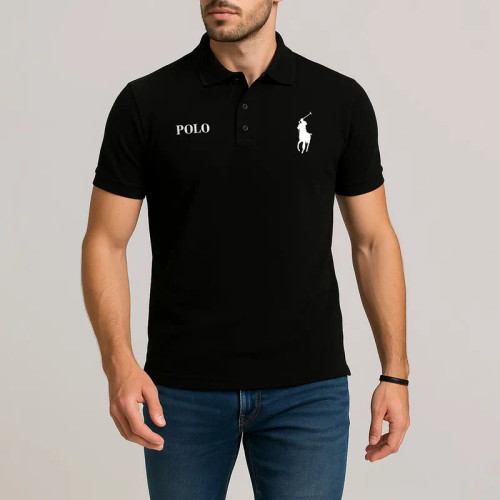 پولوشرت مردانه آستین کوتاه طرح Polo مدل جودون مشکی اسپرت روزمره