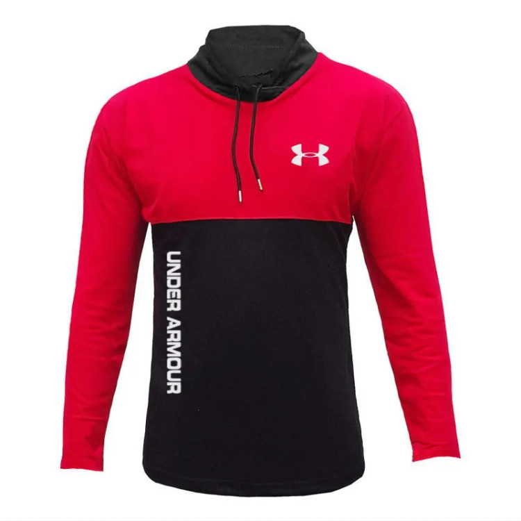 تیشرت آستین بلند مردانه یقه ایستاده طرح دو رنگ جودون شیک اندامی