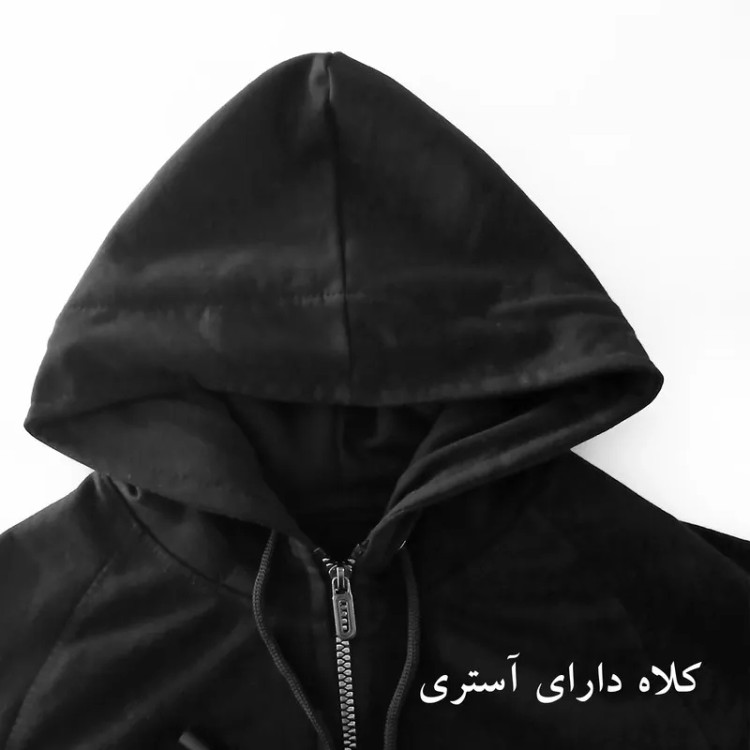 سویشرت ورزشی مردانه زیپ دار کلاه دار نخی پاییزه زمستانه