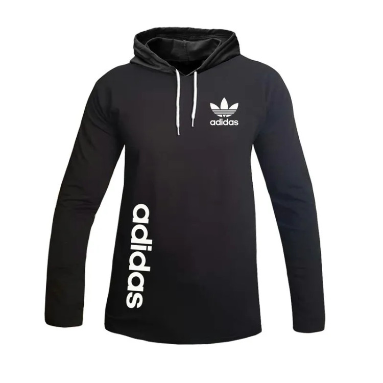 تیشرت آستین بلند کلاه دار مردانه طرح آدیداس مدل 2023