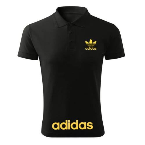 پولوشرت مردانه آستین کوتاه مشکی یقه دکمه دار طرح آدیداس